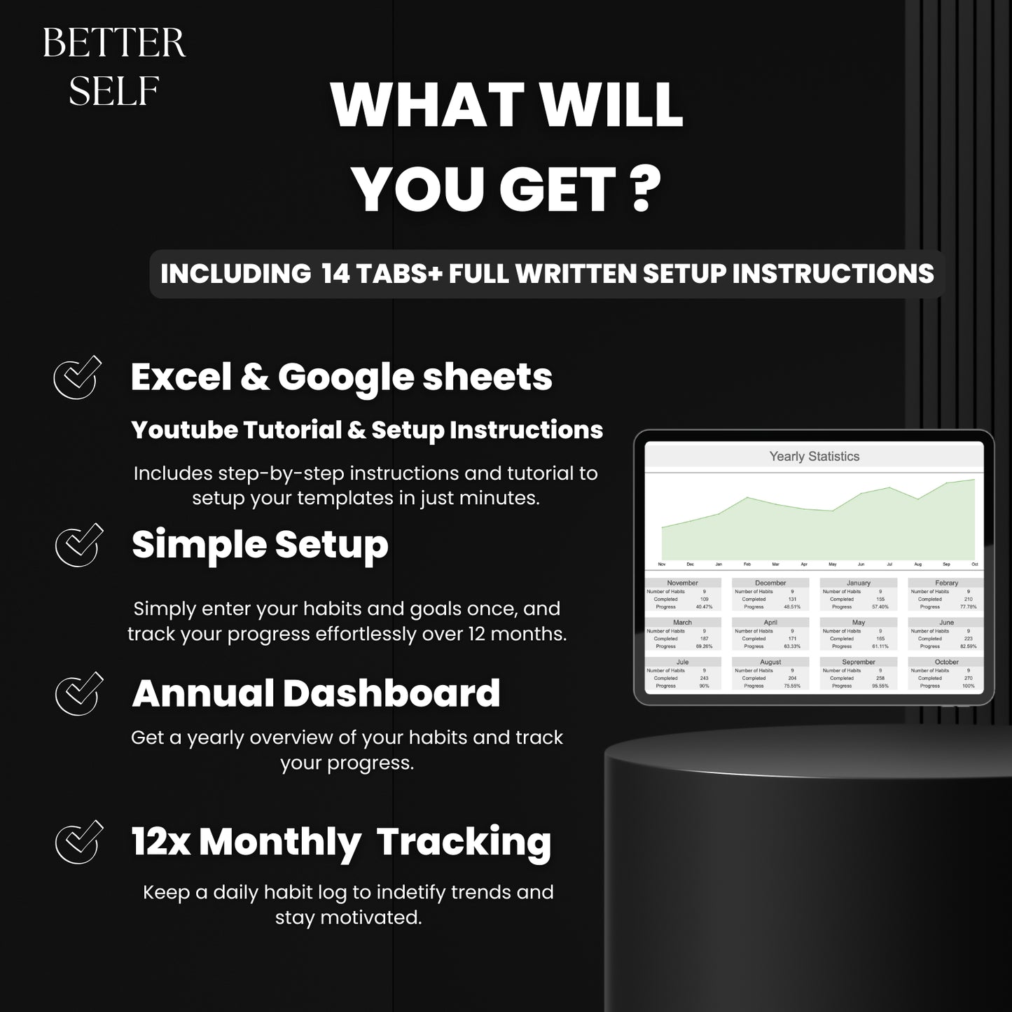 Habit Tracker for Excel & Google Sheets